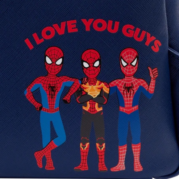 Loungefly Spider-Man Triple Pocket Multi Logo Mini Backpack - Picture 4 of 5